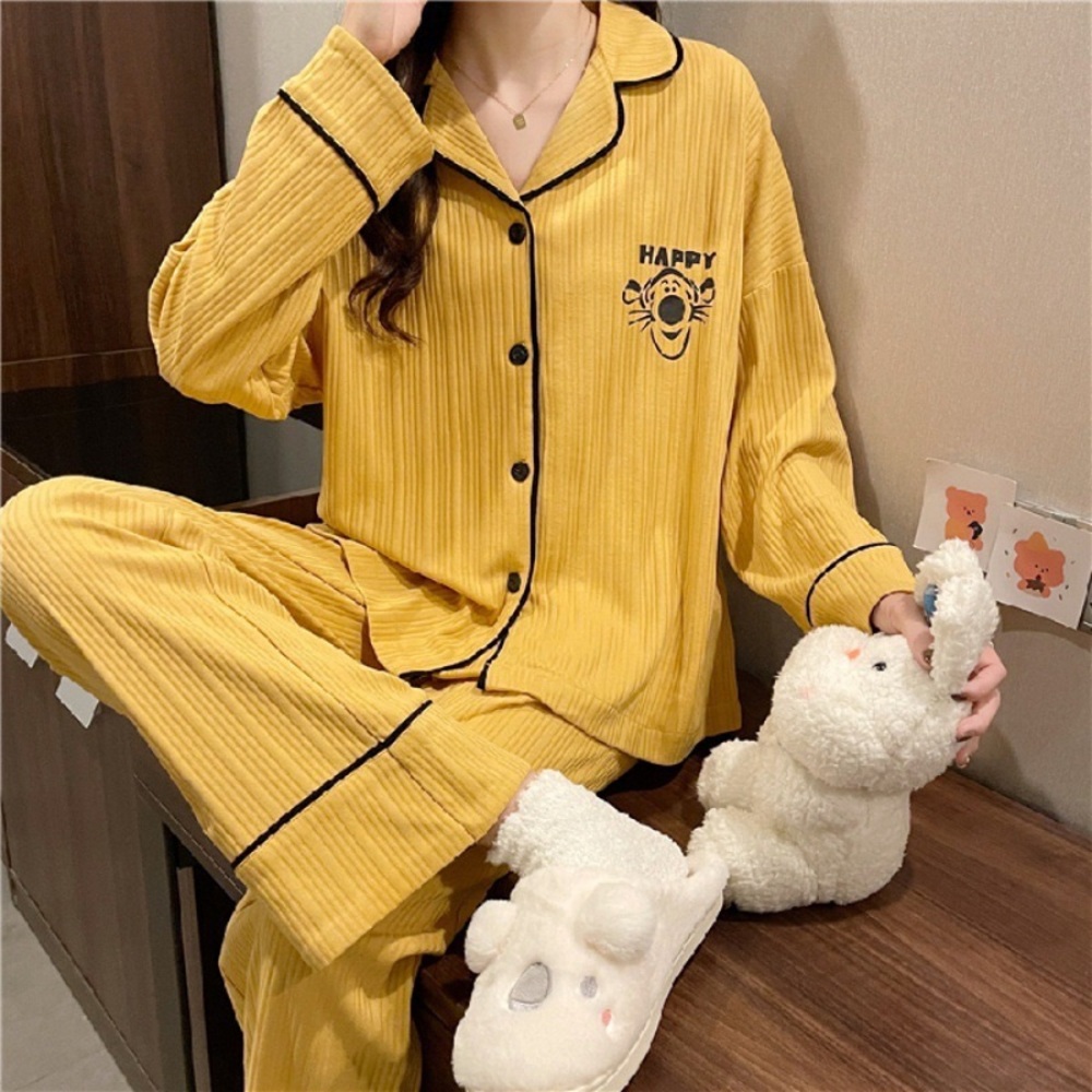 Long sleeve button down pajama set for girls women